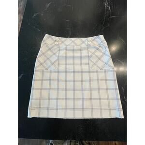 Ann Taylor Loft plaid  white black skirt 10